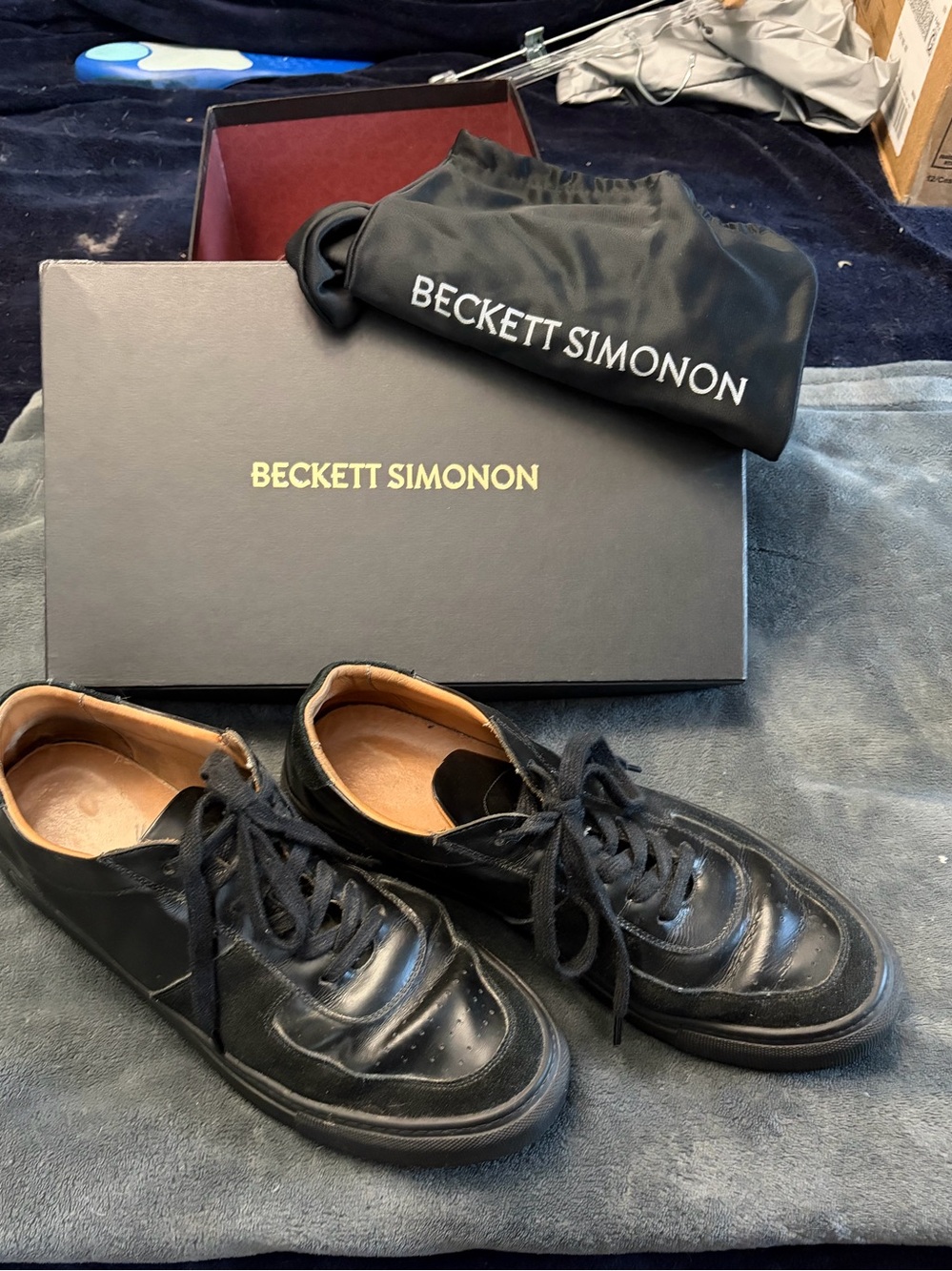 Beckett Simonon Men’s Black Leather Lace-Up Sneakers